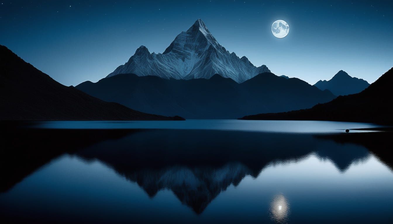 Moonlit Mountain Lake in Photorealistic Serenity