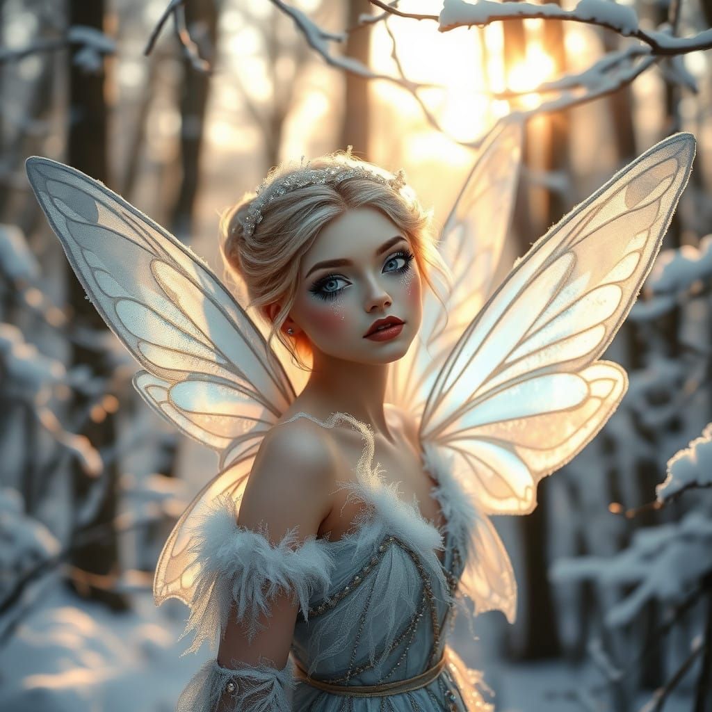 Whimsical Winter Fairy in Iridescent Glory
