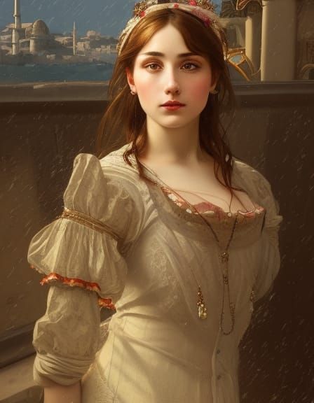 Victorian Woman in Istanbul: Hyperdetailed Portrait