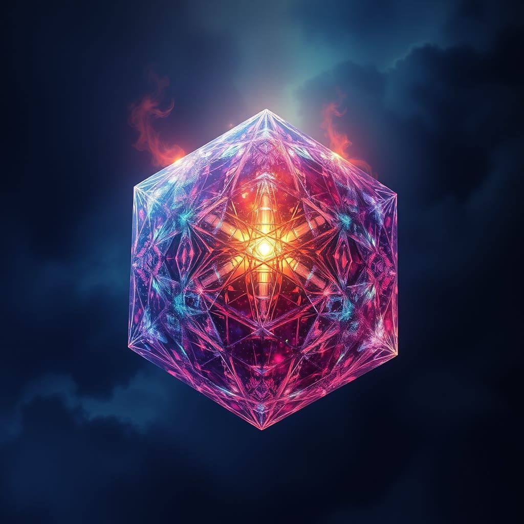 Ethereal Void Tesseract Radiates Iridescent Aura