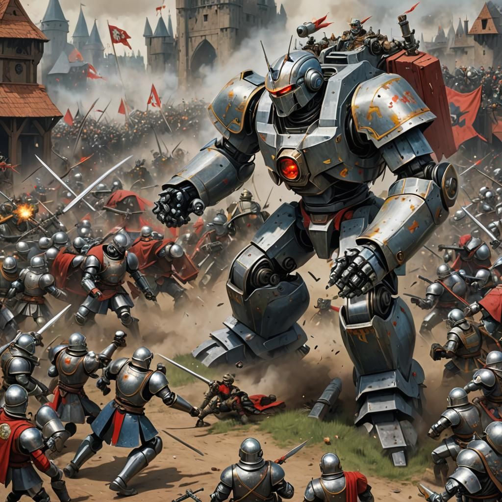 Giant Robot Versus Medieval Army Battle