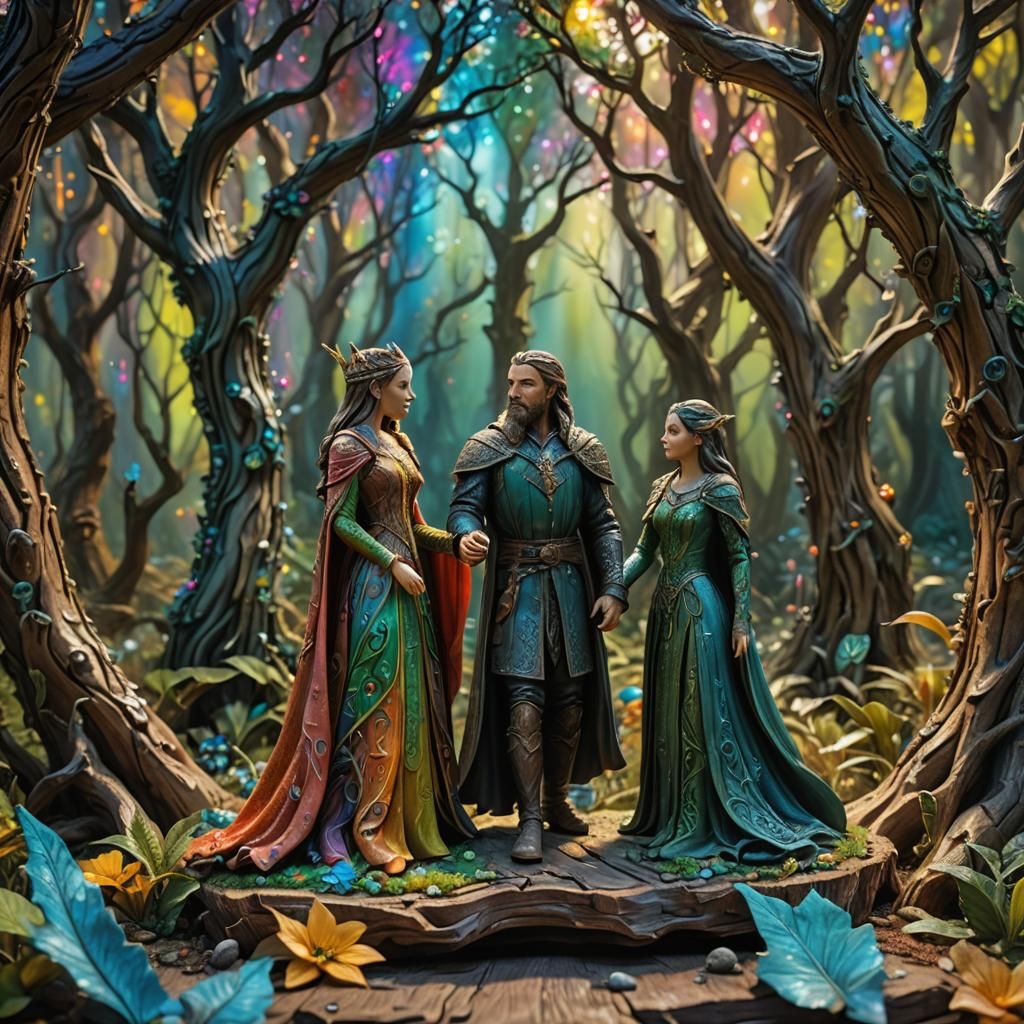 Psychedelic fantasy, weathered wood Figurine of King Aragon ...