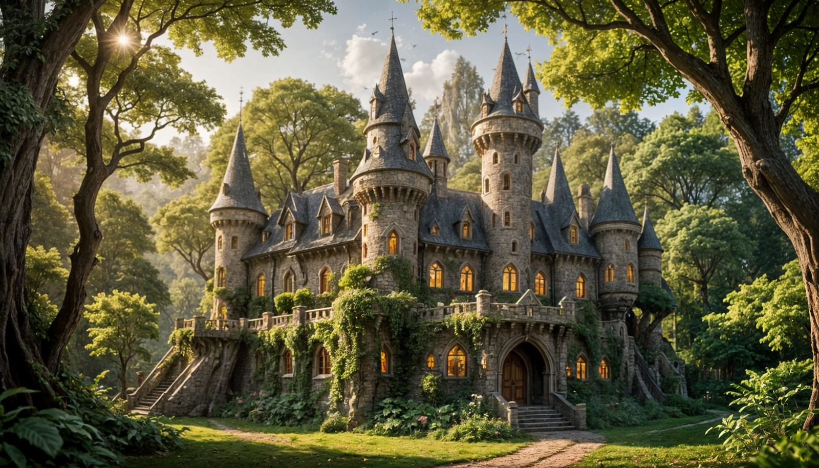 Whimsical Elvish Castle in Enchanted Forest