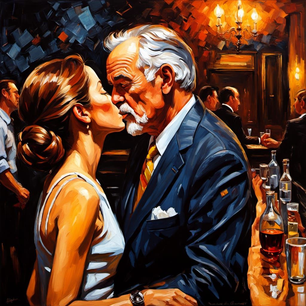 Timeless Elegance in Passionate Kiss