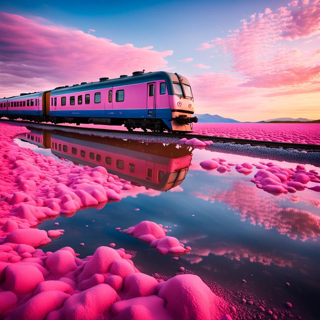 Pink Lake Train: Harvesting Sediment in Siberia
