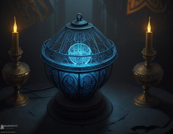 Glowing Ancient Altar in a Mystical Fantasy Chamber
