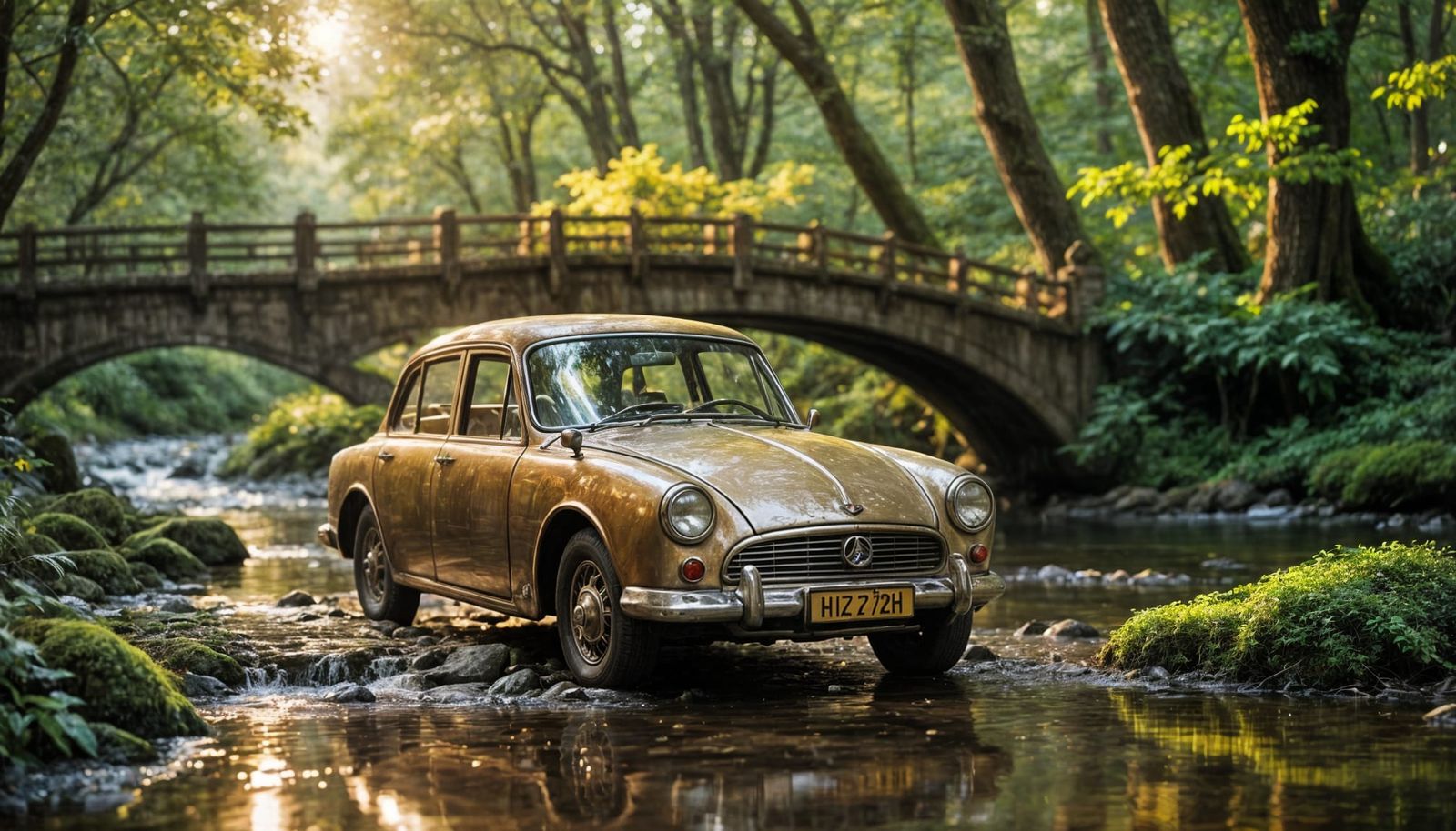 Elven Automobile Majestic in Lush Enchanted Woods