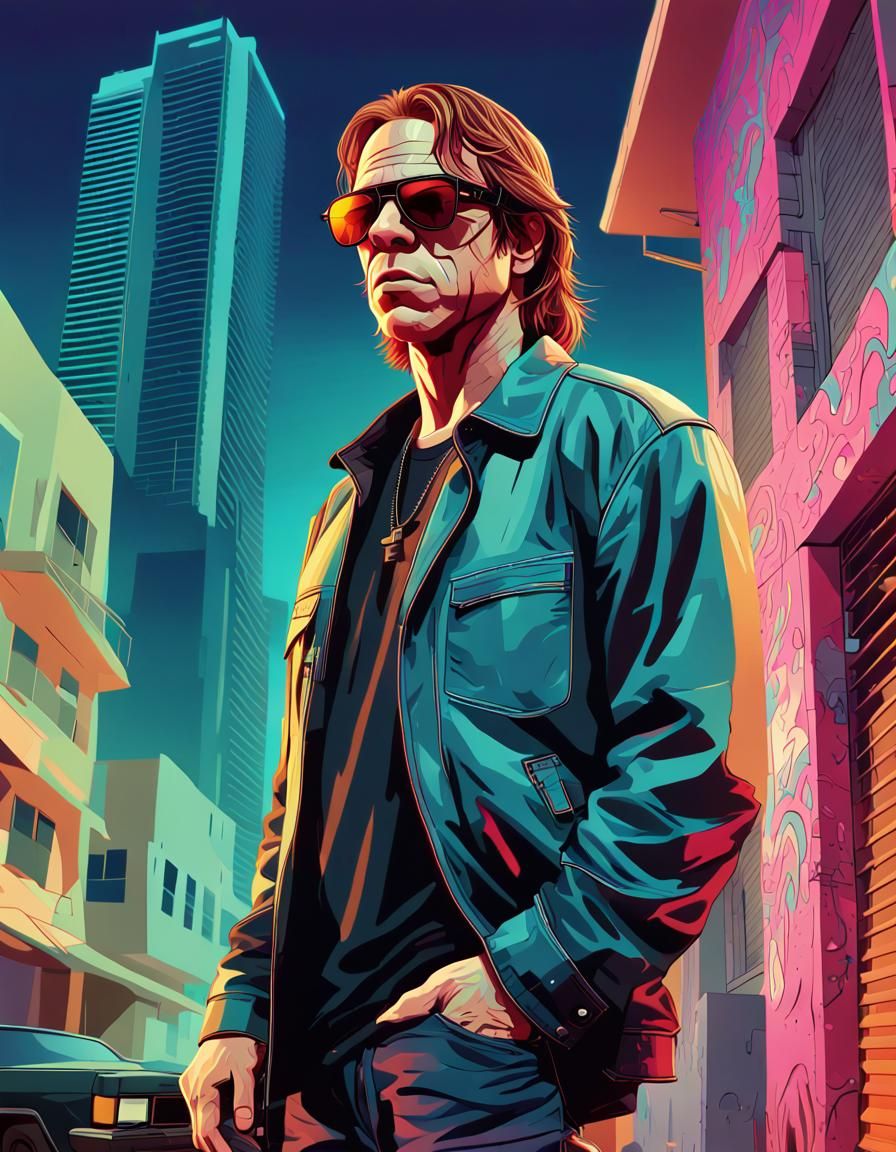 Mark Lanegan as GTA Character in Vice City Style