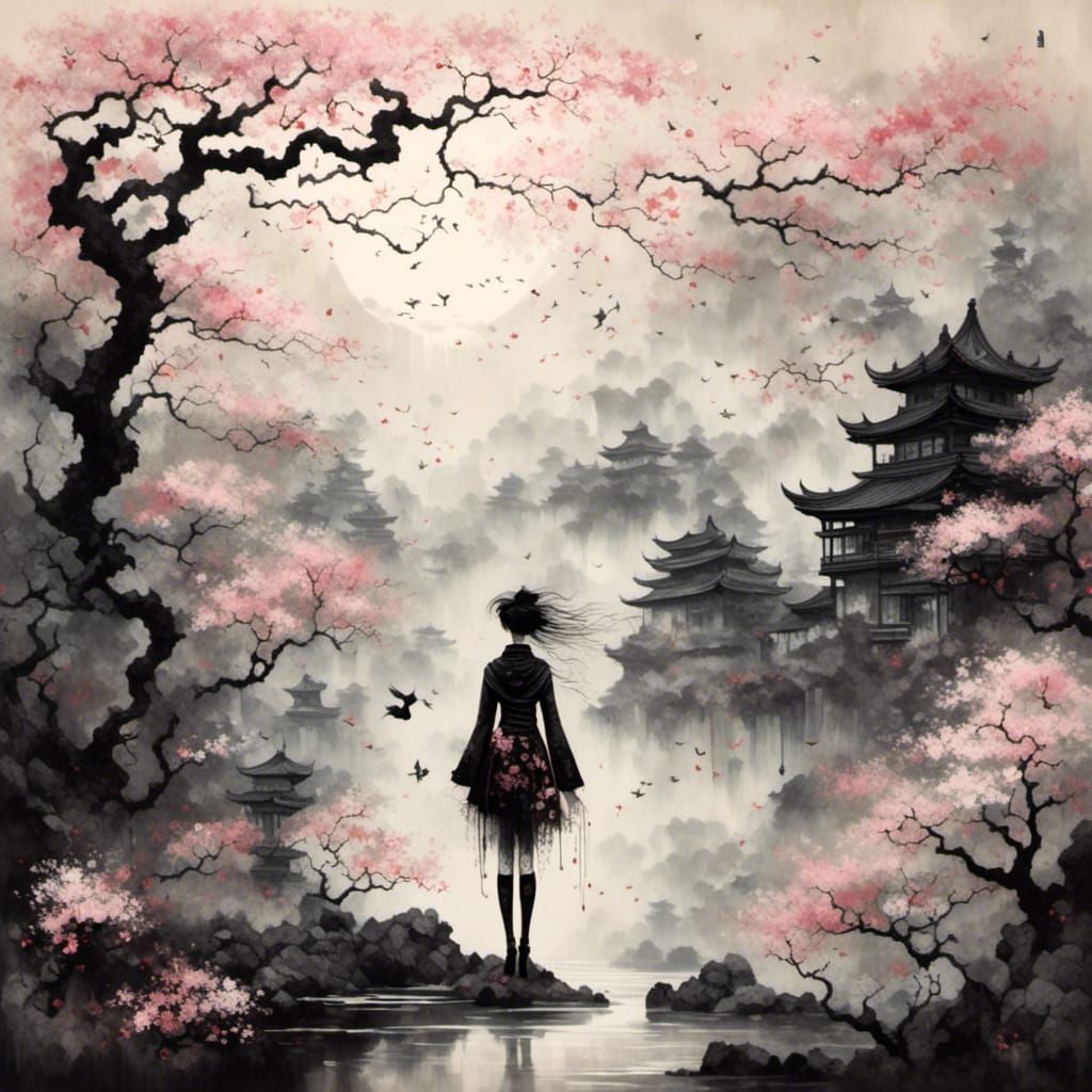 <lora:Sosaku hanga:1.0> <lora:Lily Harmony:1.0> <lora:mist:1...