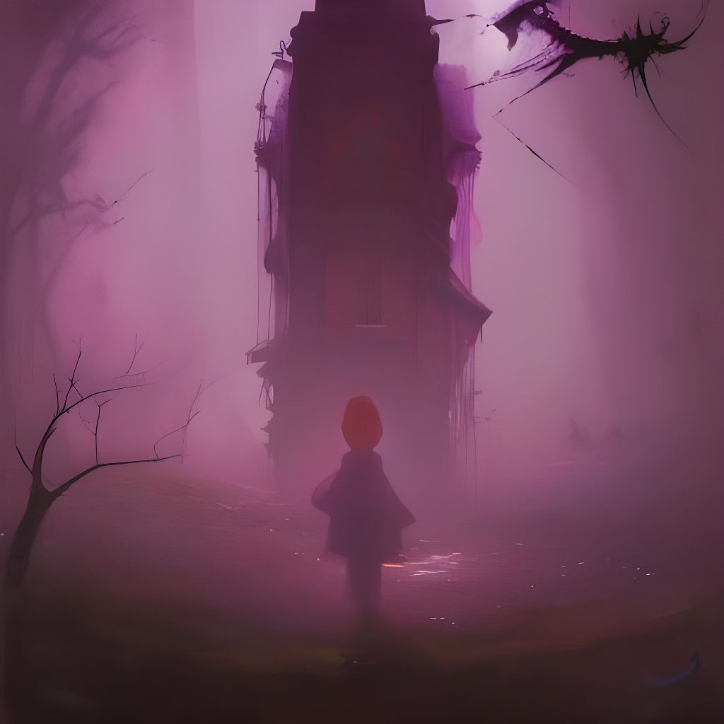Eerie Purple Landscape in Romantic Fantasy Style