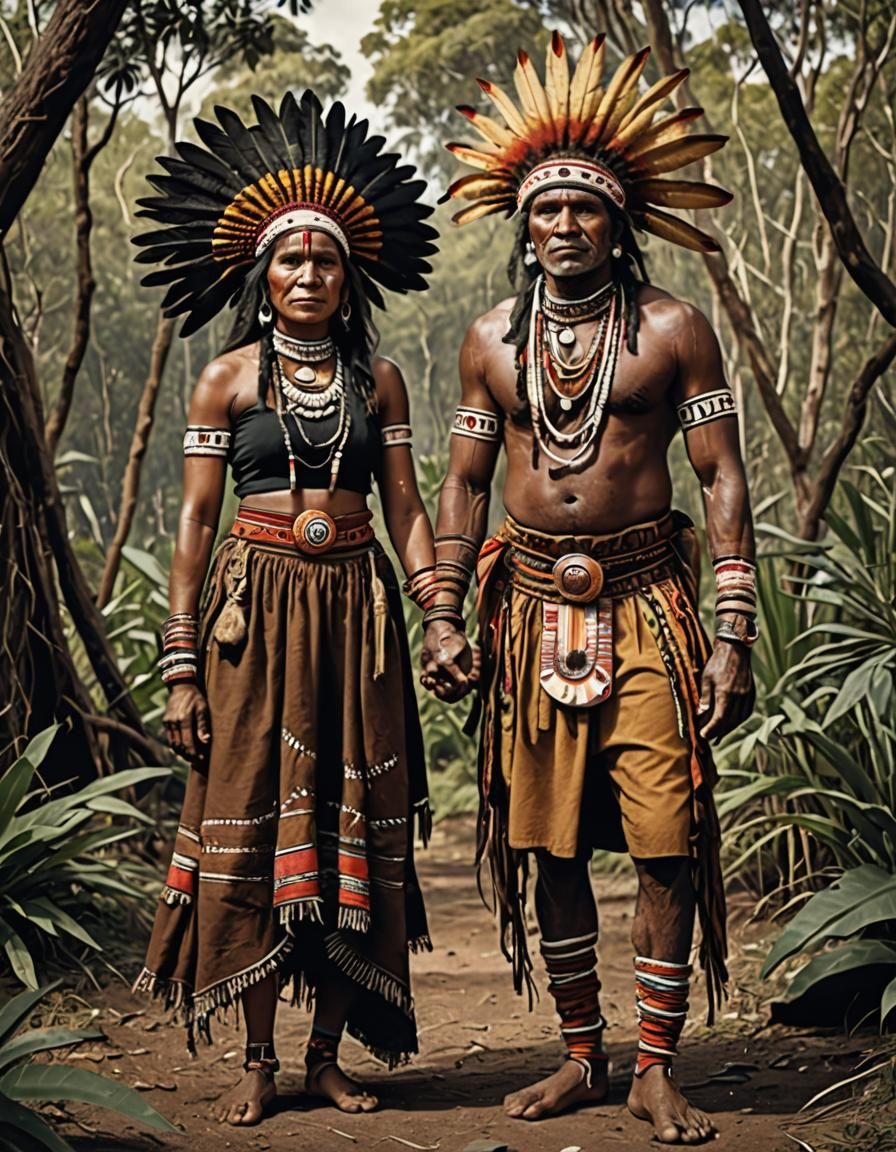 Aboriginal Couple in Traditional Dress: Fantasy Art