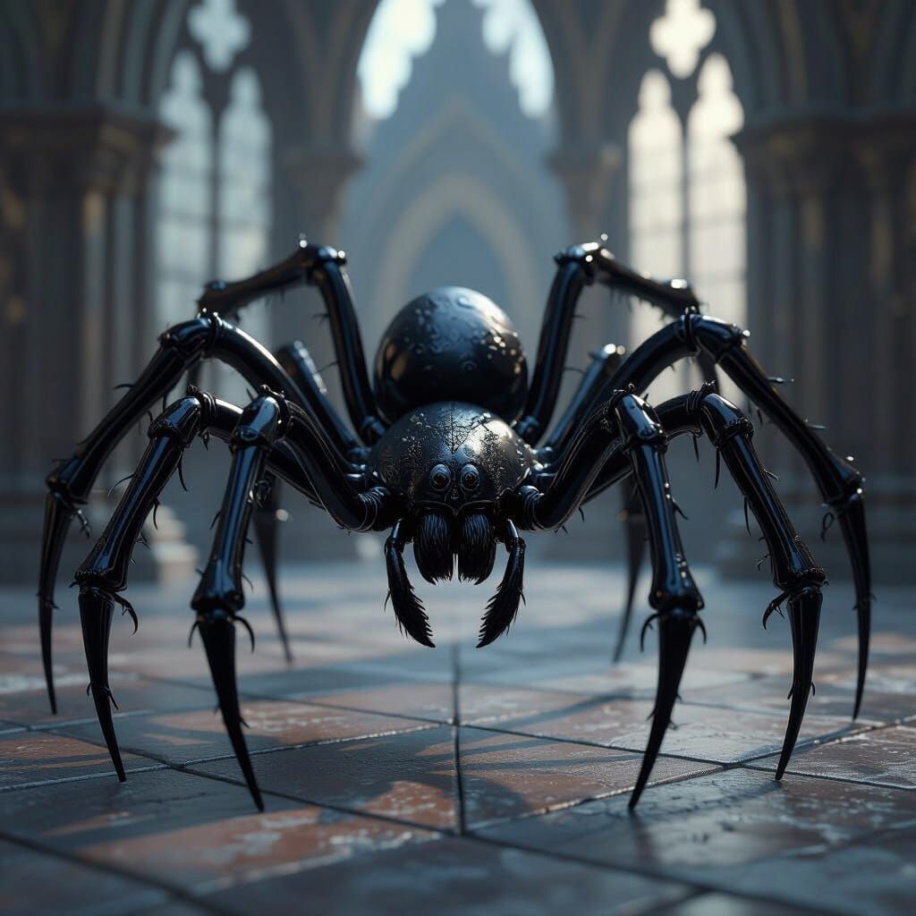 Gothic Spider Goddess in Latex, Hogwarts Inspired