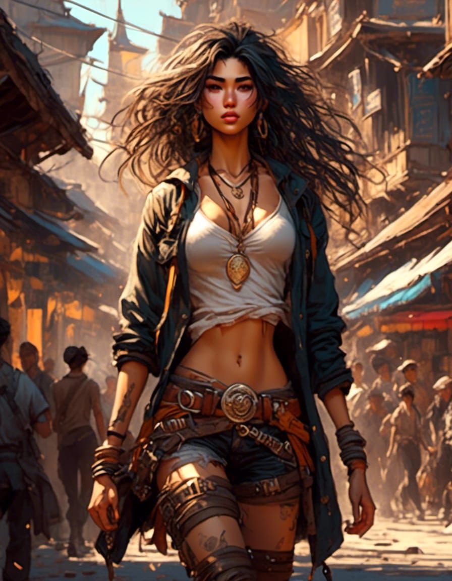 Anime Bandit Babe Character Concept Art