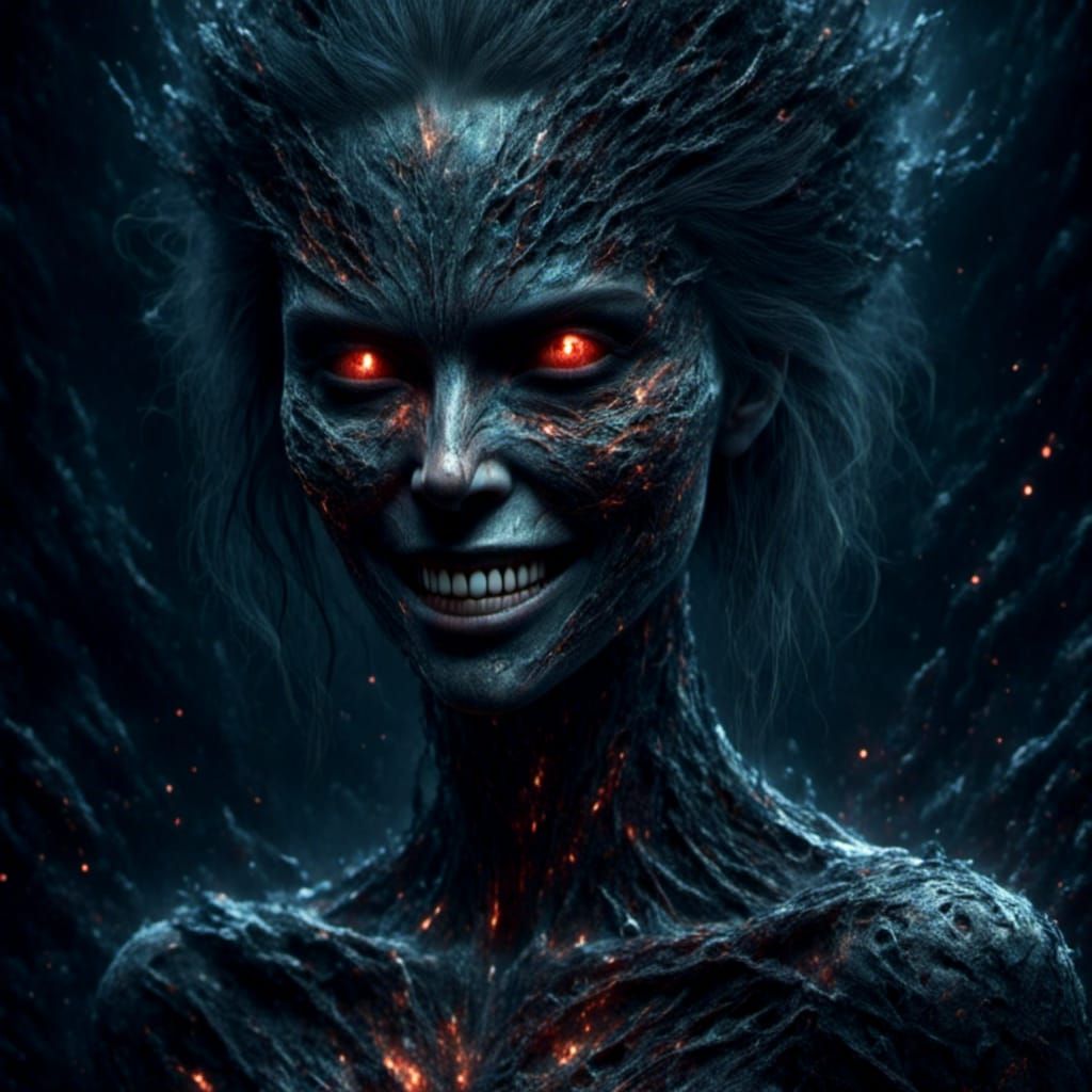 Ominous Portrait of Dark Possessed Woman