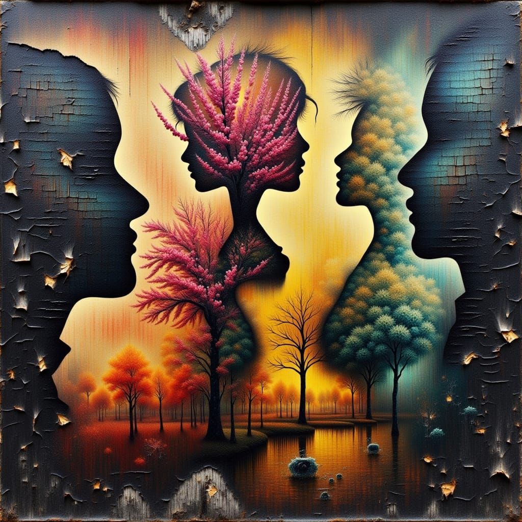 Weathered Brick Wall Collage in Avant-Garde Style