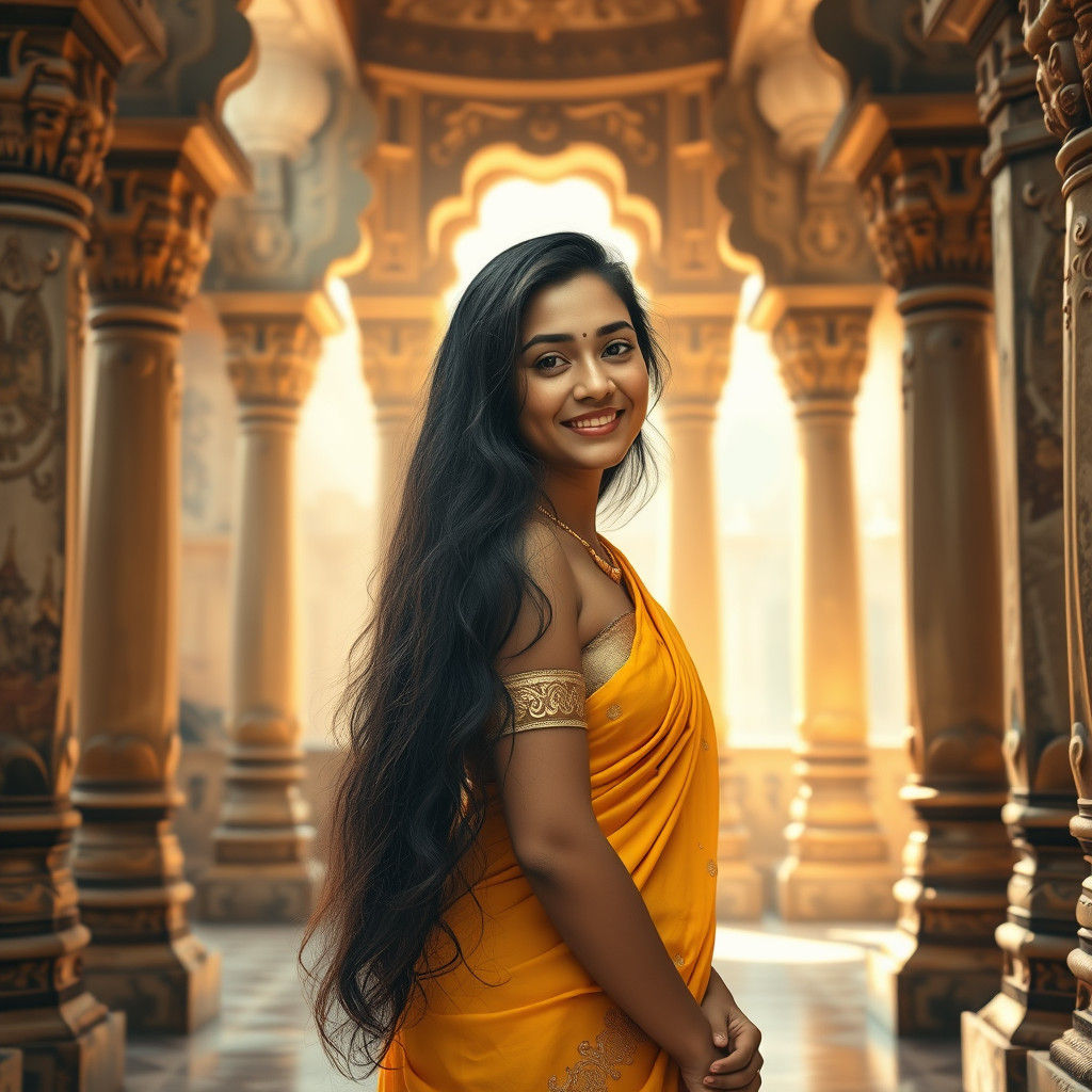 Radiant Yogi in Ancient Palace, Dreamlike Matte Painting