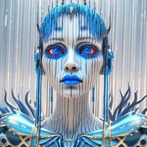 Glamorous Lady in Blue: Surreal 3D CGI Art