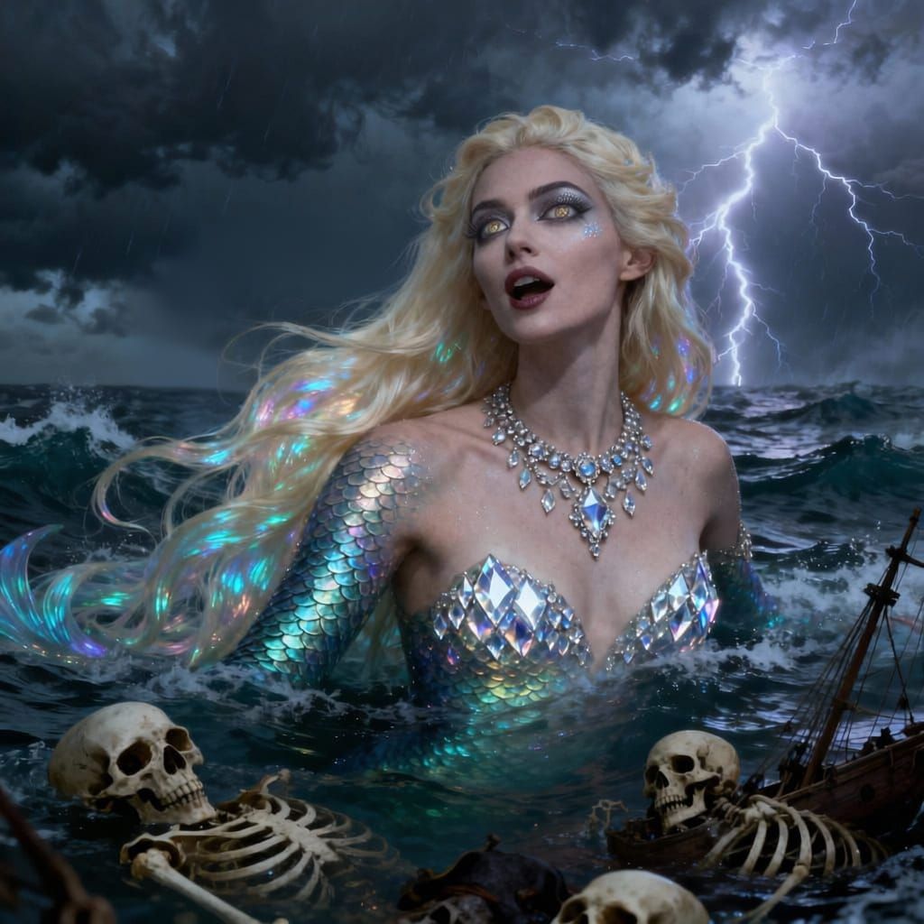Mermaid Queen Emerges From Stormy Seas