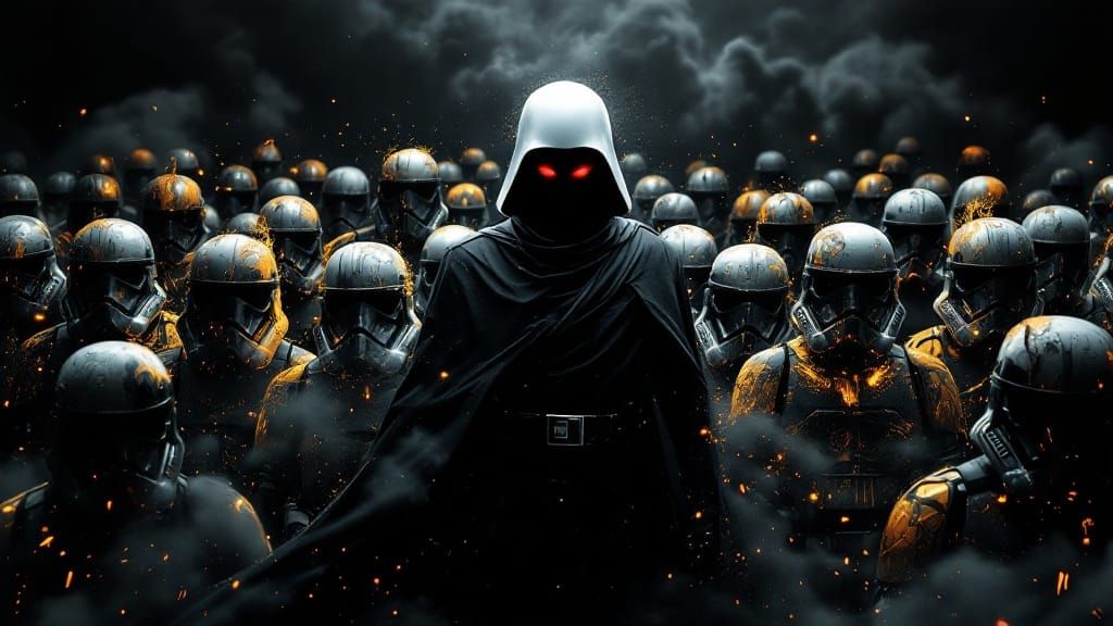 Cyberpunk Lord Darth Sixtus in Industrial Sci-Fi Environment