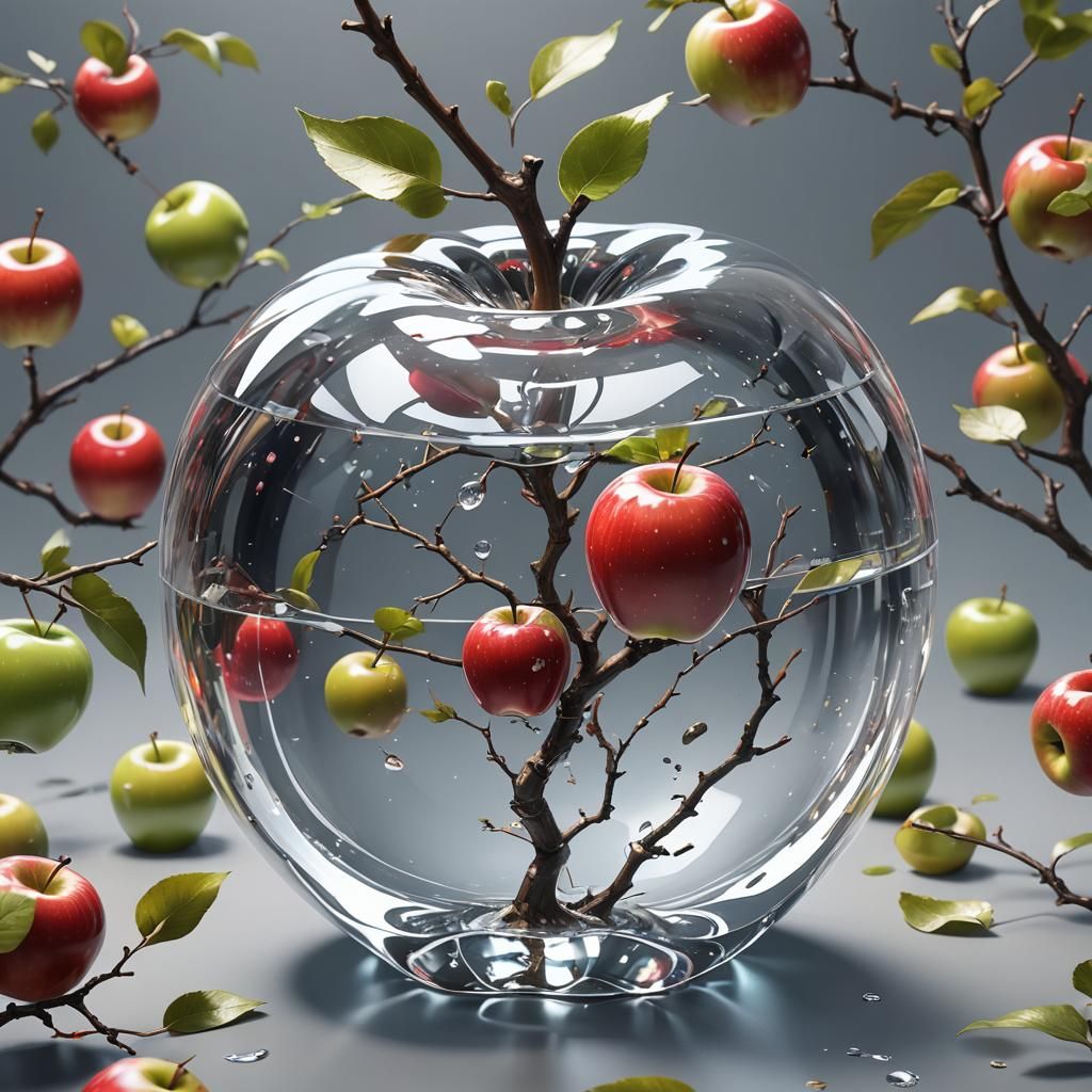 Clear Apple in 3D Anime Art Style