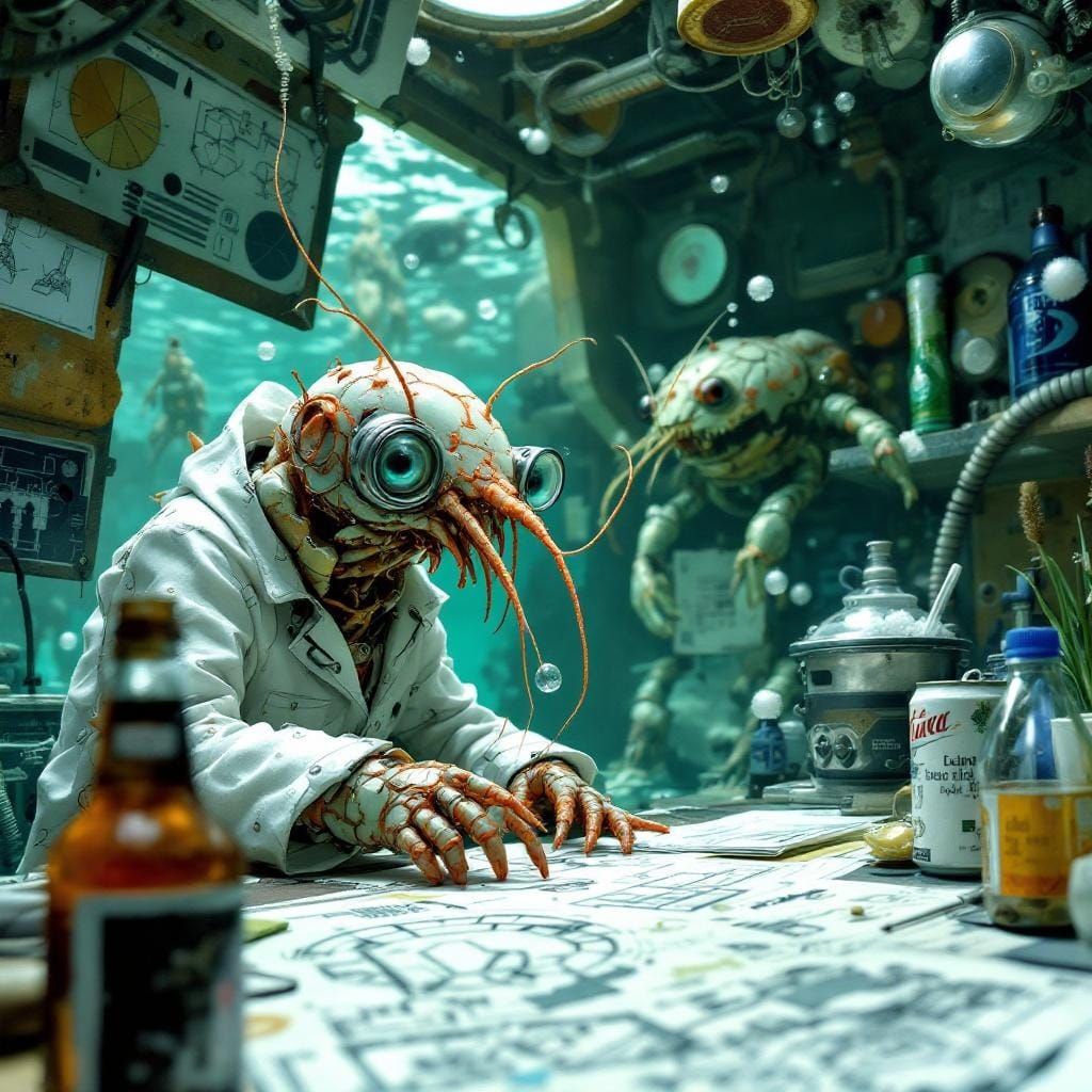 Shrimp Scientist in Sunken Soda Can Lab