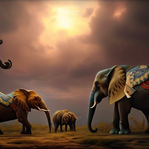 Elephants Fill the Sky in Detailed Matte Painting