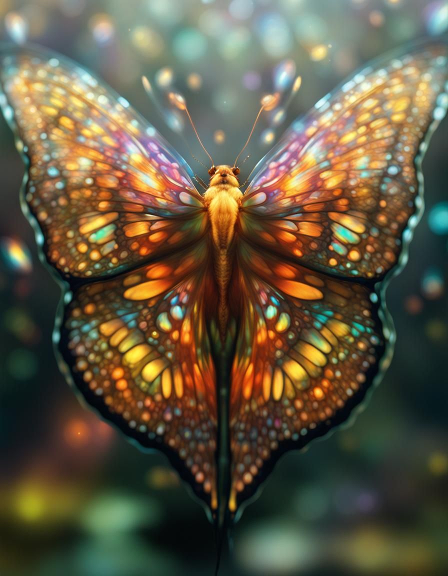 Psychedelic Glass Butterfly with Luminous Energy