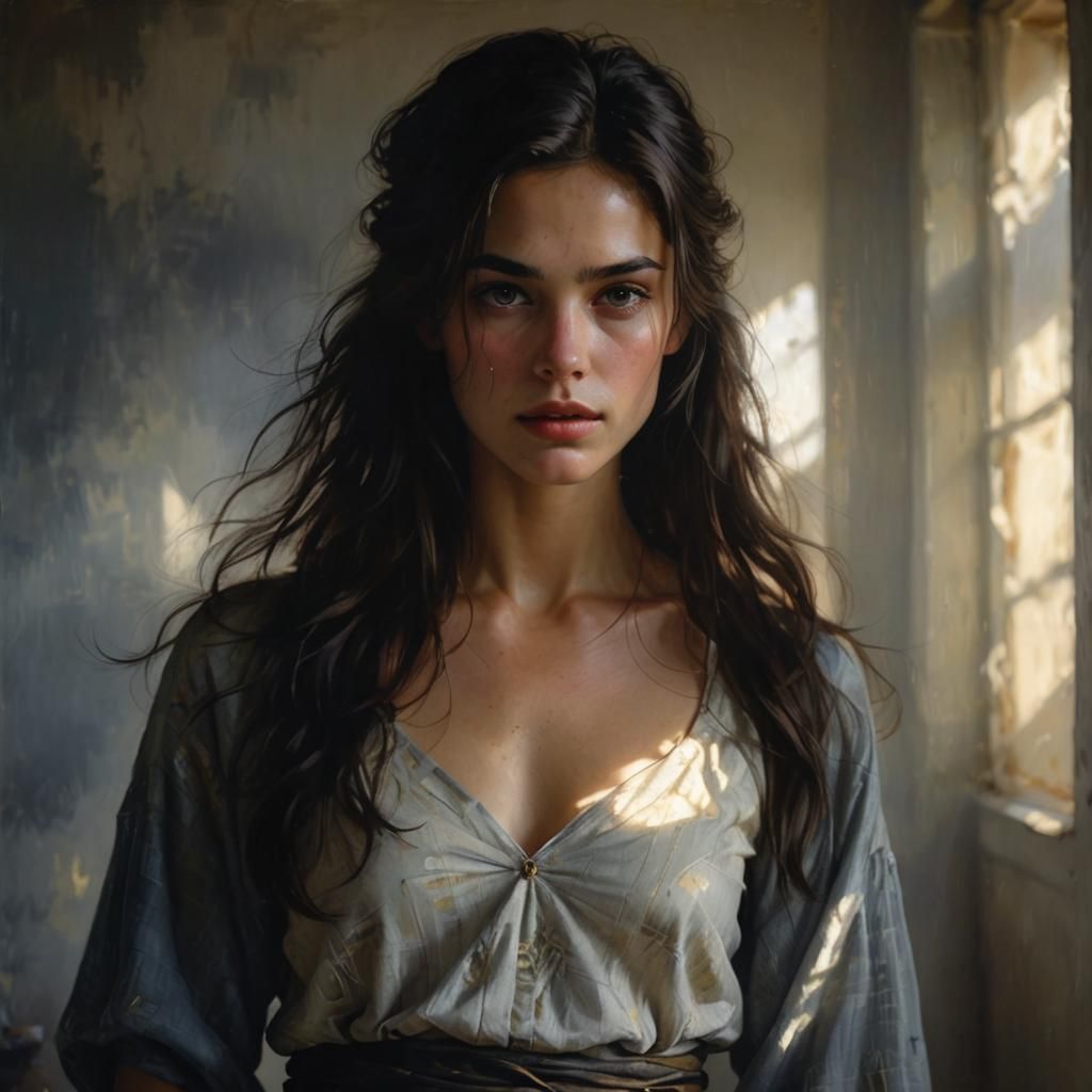 Luminescent Portrait of Woman with Piercing Eyes