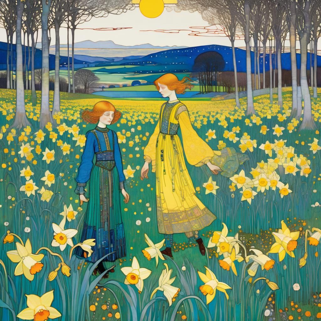 Daffodils in Whimsical Artistic Style