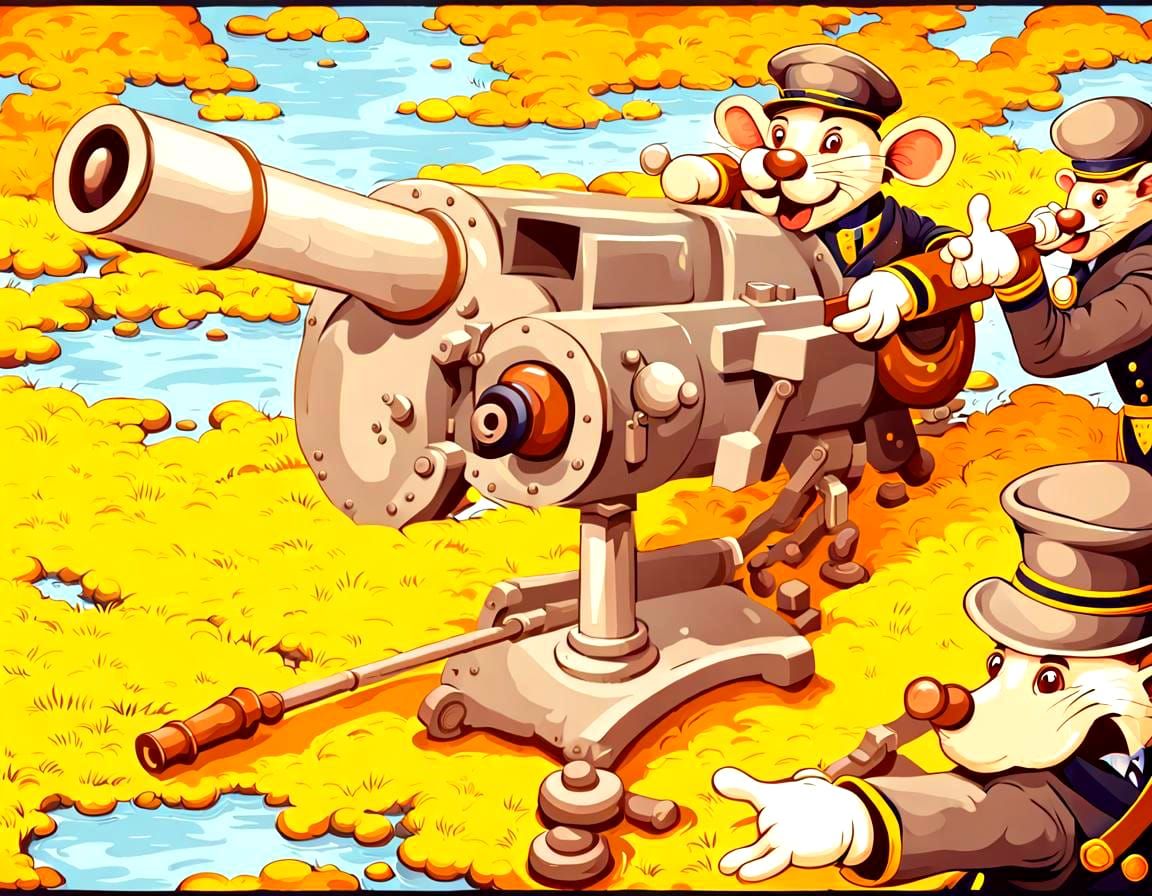 Field Mice Soldiers Manning Artillery Gun