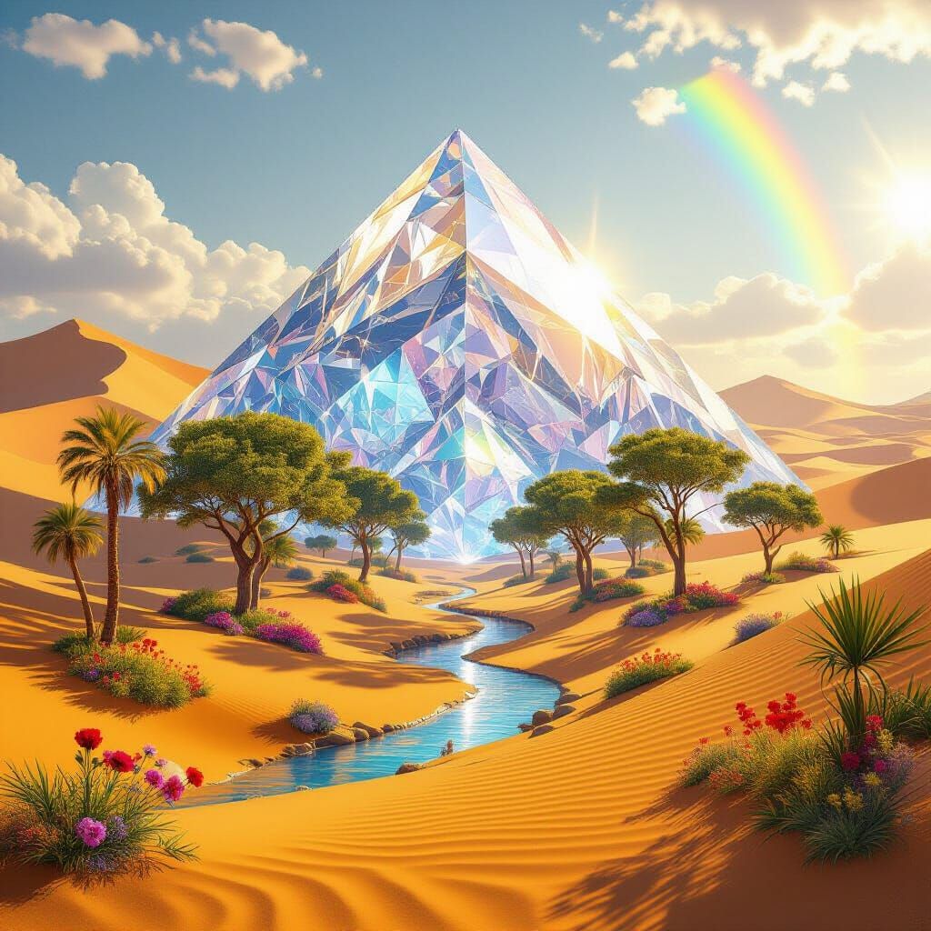 Diamond Mountain Oasis in Sahara Desert