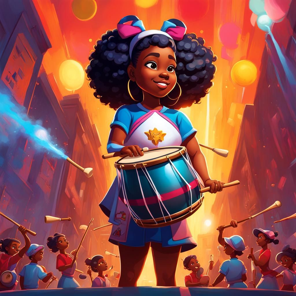 Drummer Girl in Graffiti Art Style