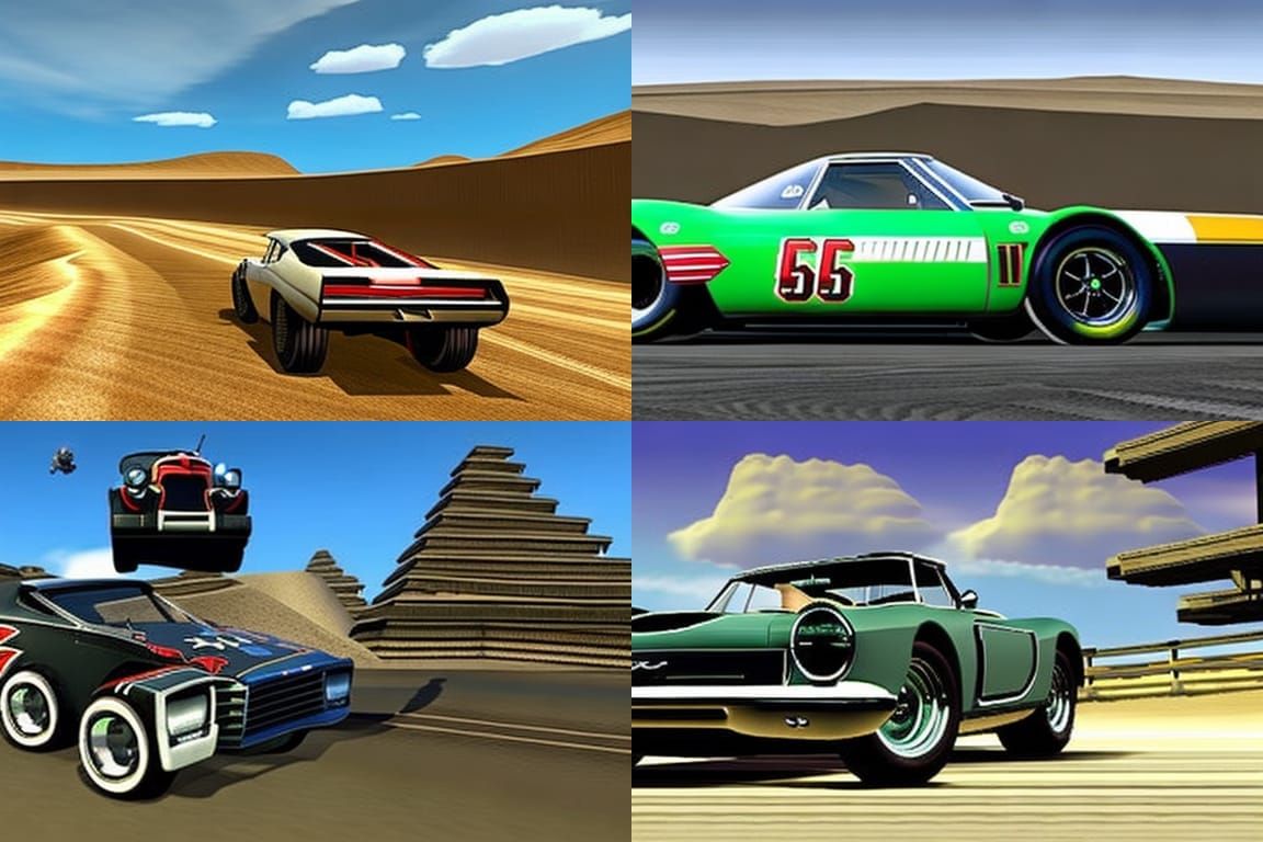 Junky Cars in Digital Illustration Racing Game