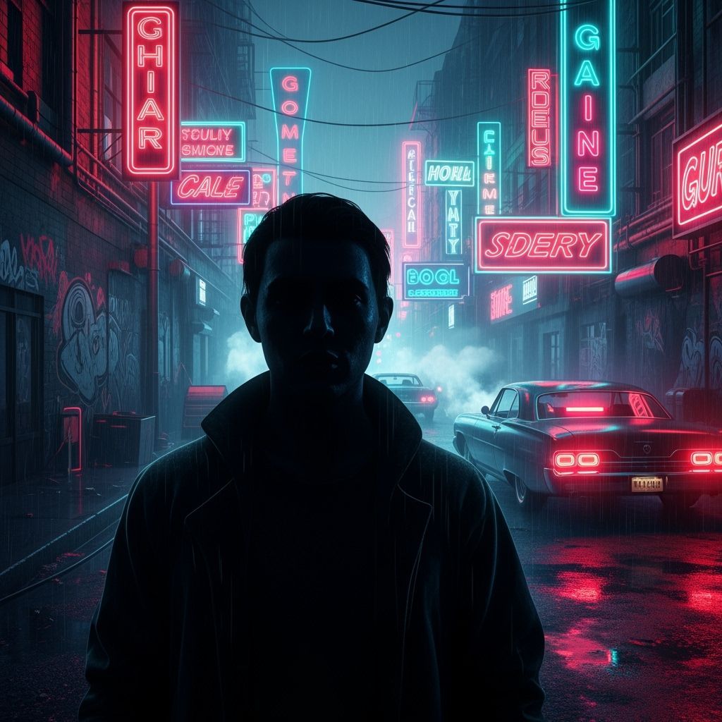 Grimdark Synthwave Neon Retro Scene