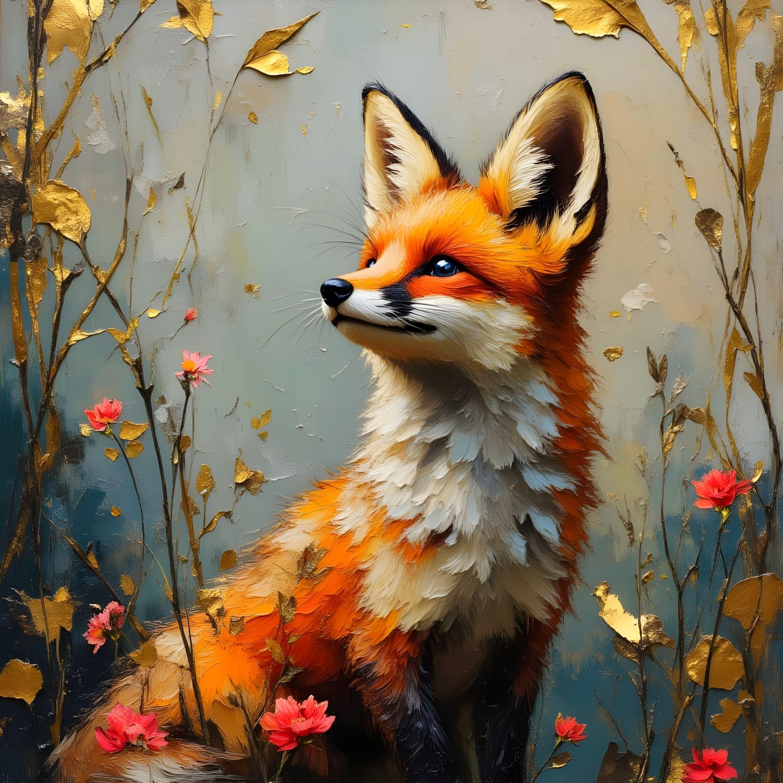 Regal Fox Portrait with Dreamlike Geometry