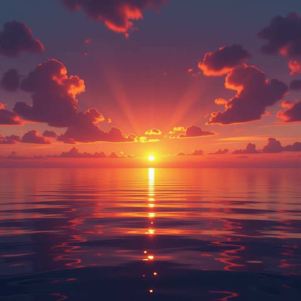 Vibrant Sunset Over Ocean: Symbol of New Beginnings