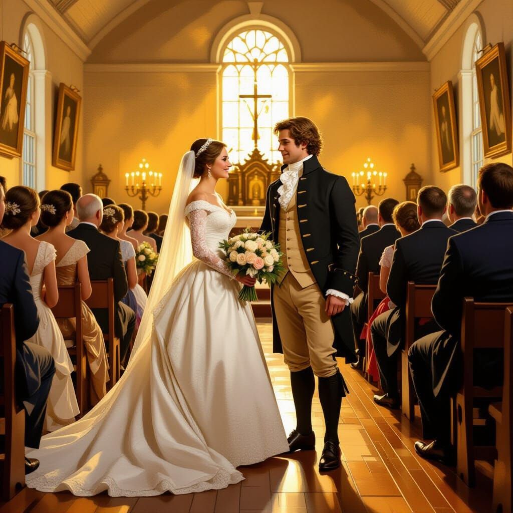 18th Century Wedding Painting in Old North Church
