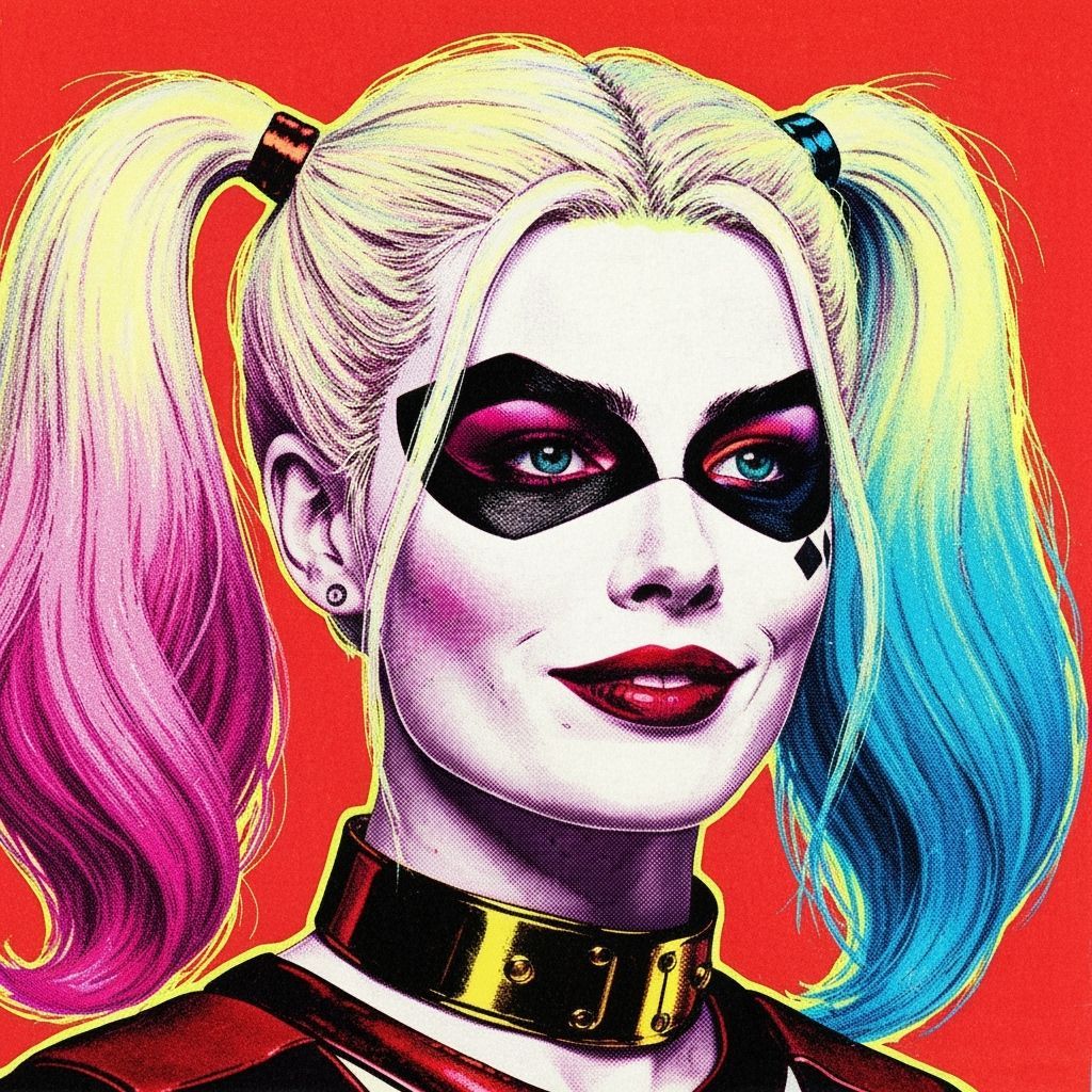 Harley Quinn Pop Art Portrait in Warhol Style