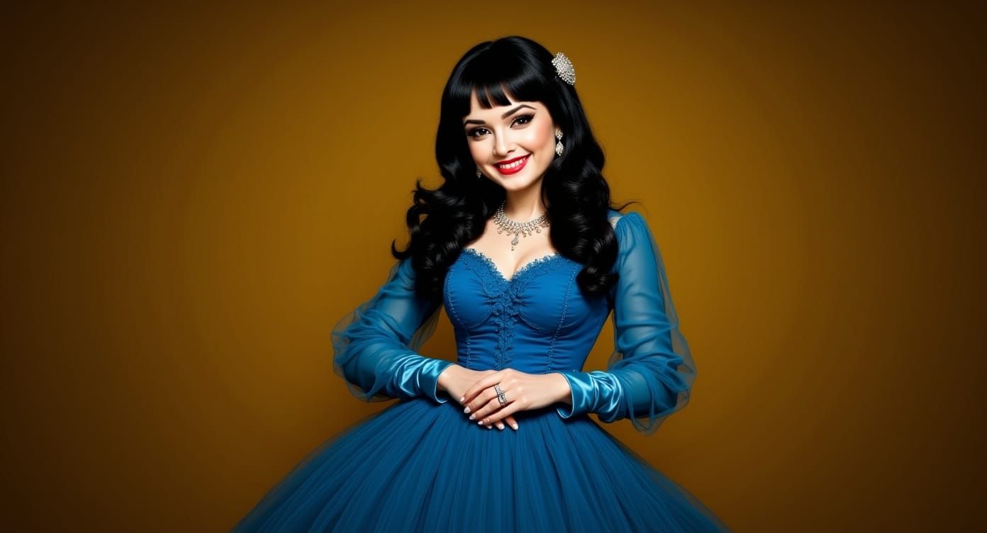 1950s Movie Star Portrait with Glamorous Gown