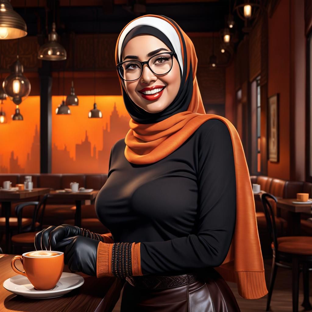 Egyptian Woman in Hijab and Glasses, Hyperrealistic Digital ...