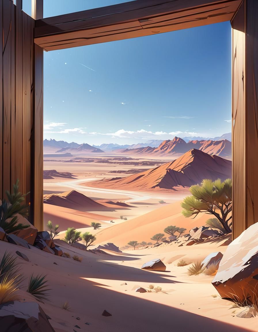 Vast Desert Landscape in Digital Painting Style