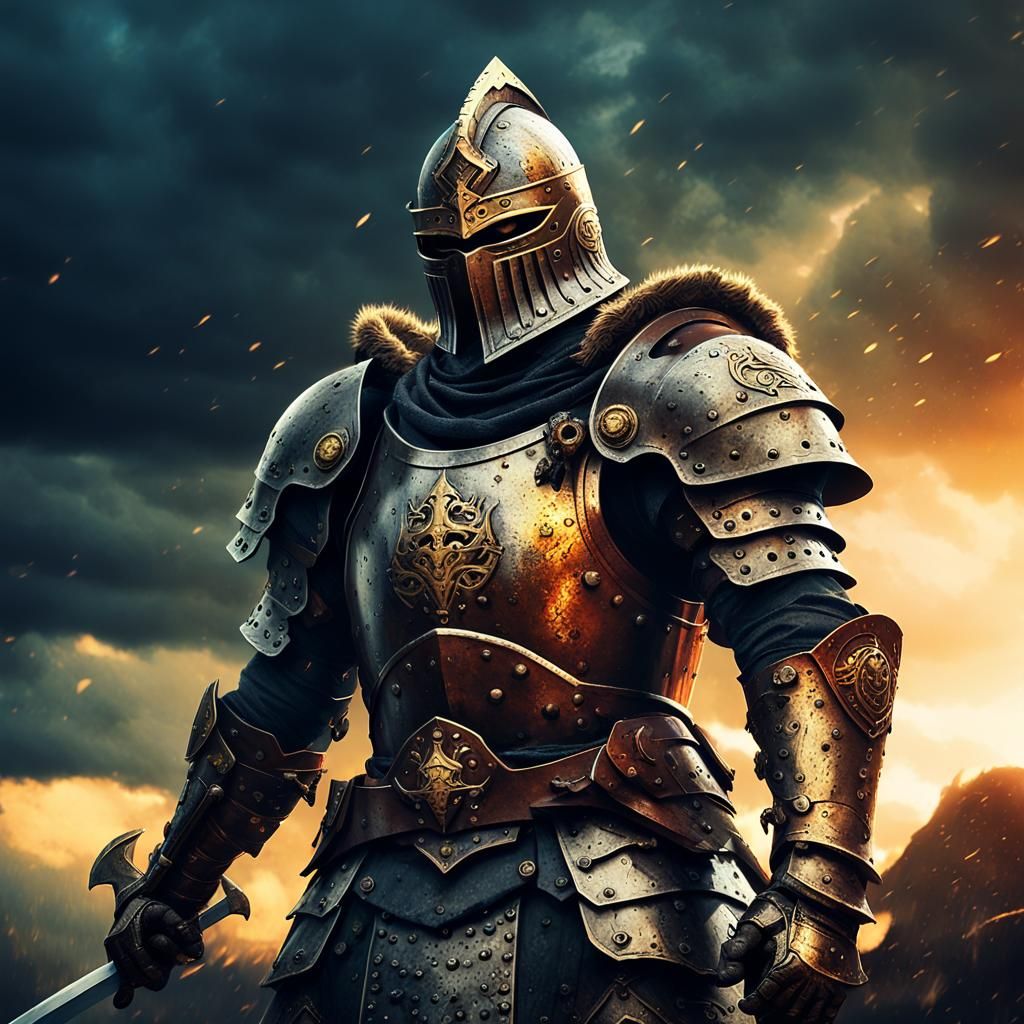 Epic Medieval Warrior in Dark Fantasy Digital Art