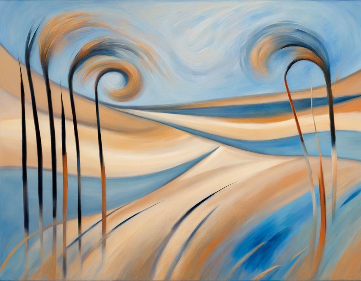 Abstract Wind Sweeping Dunes in Pastel Palette