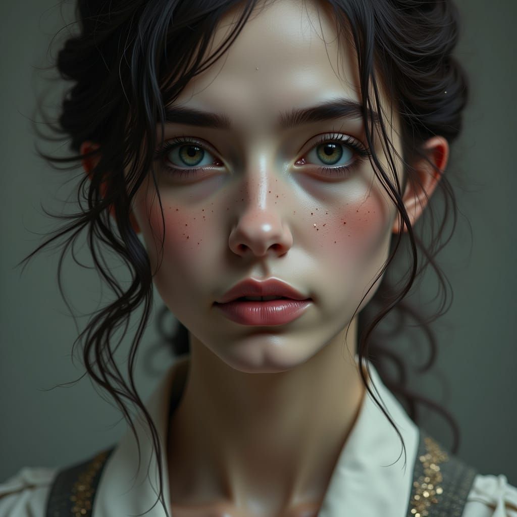 Hyperrealistic Woman Portrait in Moody Atmospheric Style