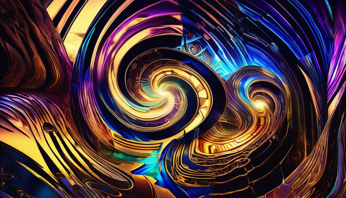 Futuristic Art Deco Spaceship Through Liquid Light