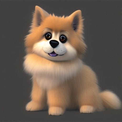 Cute Persian German Shepherd Puppy in 3D