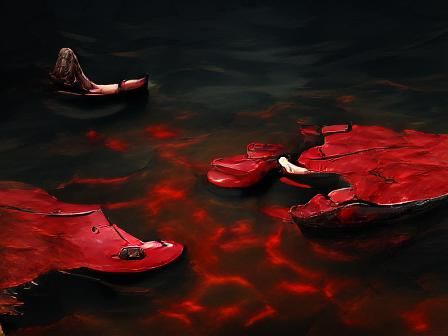 Red Hellstone Platforms on Lake of Blood
