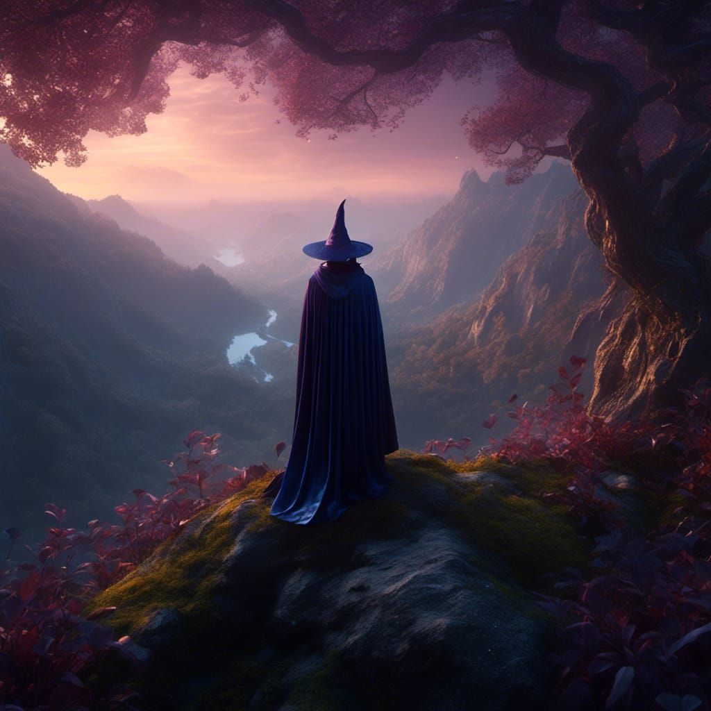 Ethereal Wizard in Mystical Forest, Art Deco Style