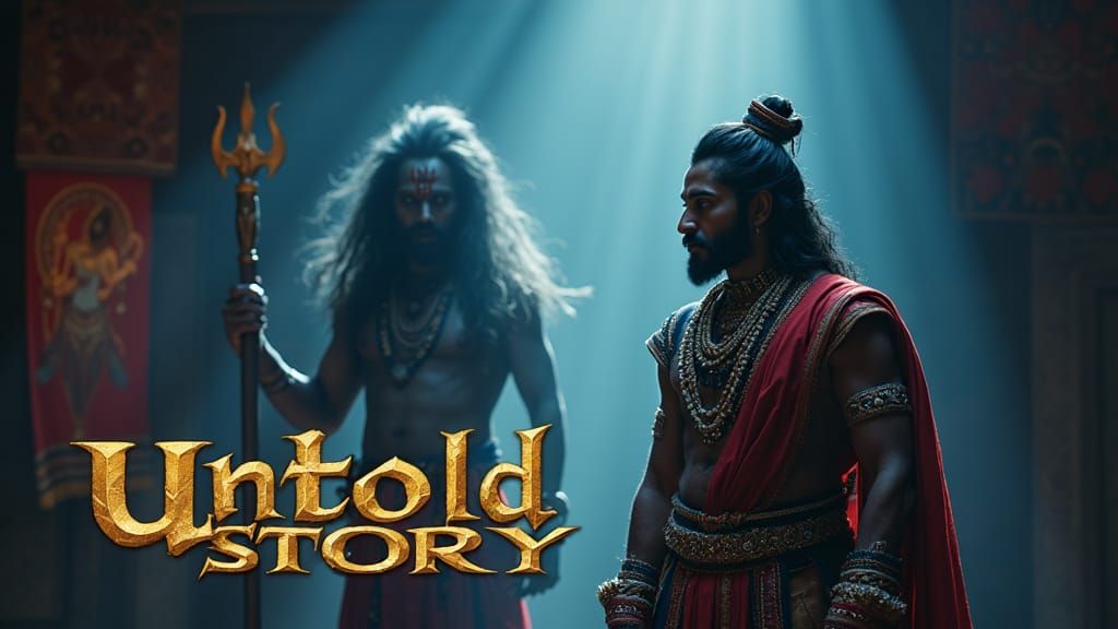 Mystical Indian King with Shiva: Cinematic Film Still
