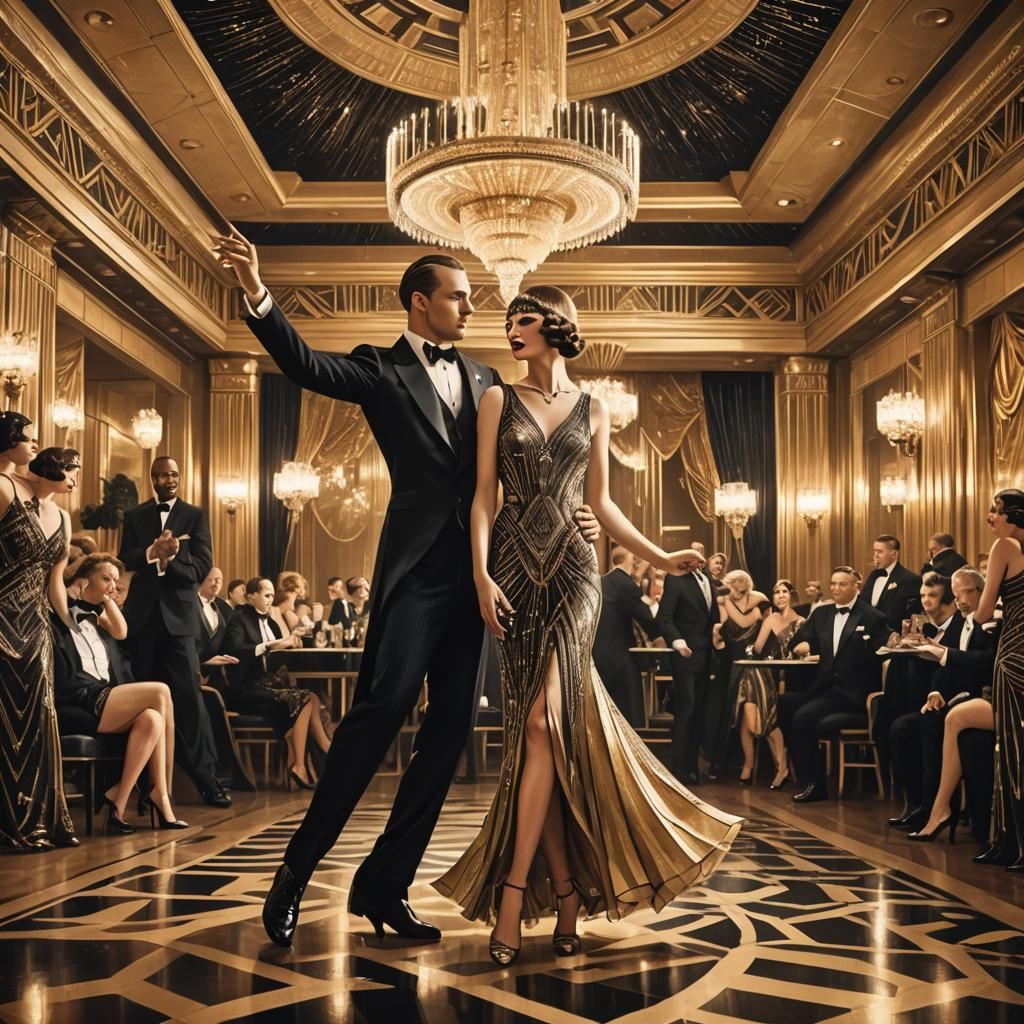 Art Deco Ballroom Dancers in Luxurious Style